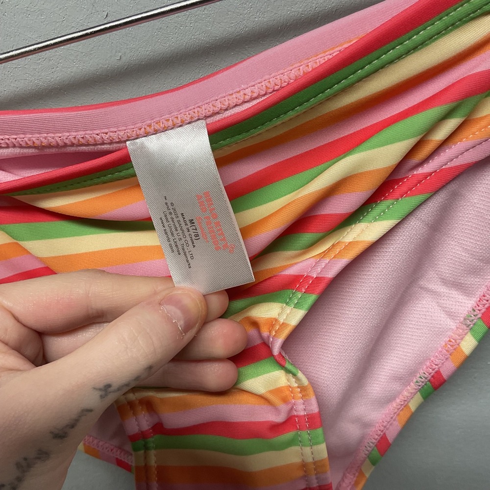 Hello Kitty Bikini Bottoms Girls M 7 8 Pink‎ Stripe Swimsuit